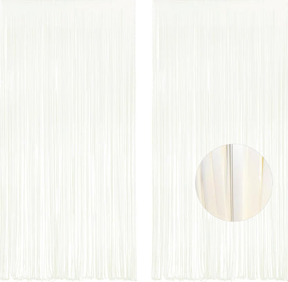 White Party Streamers Decoration - GREATRIL Foil Fringe Backdrop for Daisy Groovy