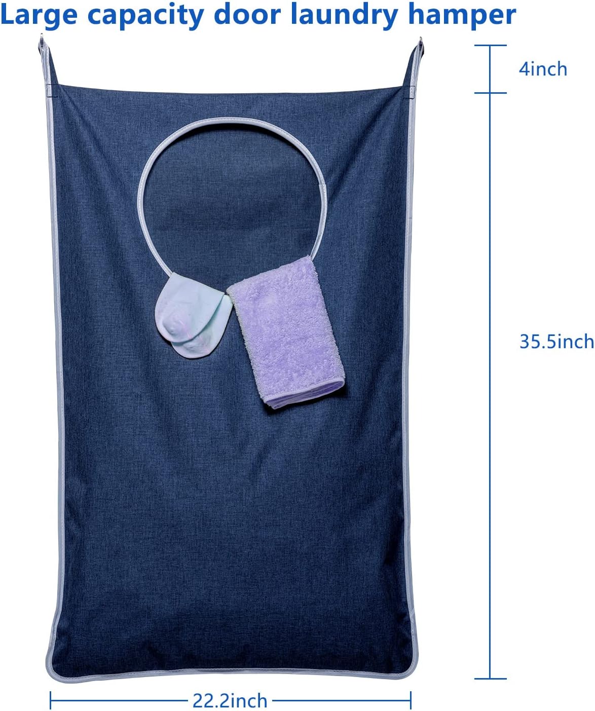 KEEPJOY XL Hanging Laundry Hamper Bag, Hanging Hamper with 2 Strong Hooks for Dirty clothes Door