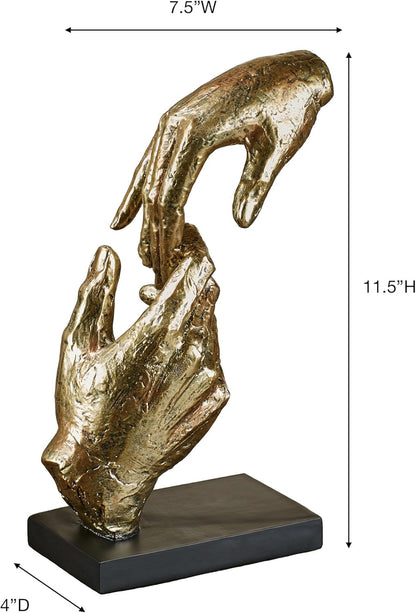 Touch of Class Loving Hands Table Sculpture - Gold - Made of Resin - Contemporary Art Statue - Sign