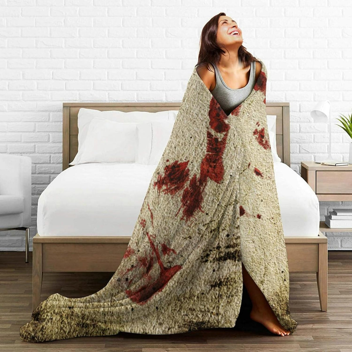 HGOD DESIGNS Bloody Hand Flannel Fleece Bed Blanket Throw Blanket Lightweight Cozy Plush Blanket
