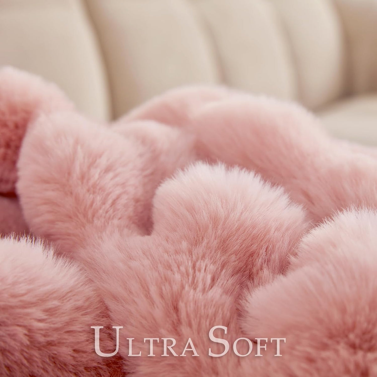 BENVWE Faux Fur Throw Blanket for Couch Bed - Fluffy Soft Thick Bubble Blanket for Living Room Home
