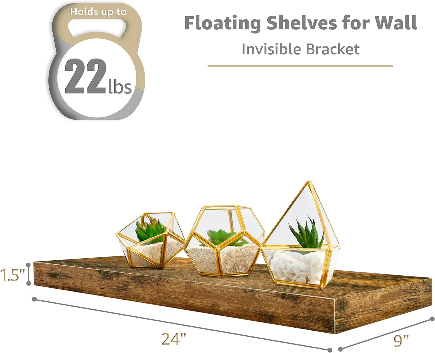 Sorbus Floating Shelves for Wall - 24" Bathroom Shelves, Wall Decor for Bedroom, Kitchen, Living