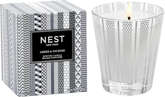 NEST New York Scented Classic Candle, Amber & Incense - 8.1 oz - Up to 60-Hour Burn Time - Reusable