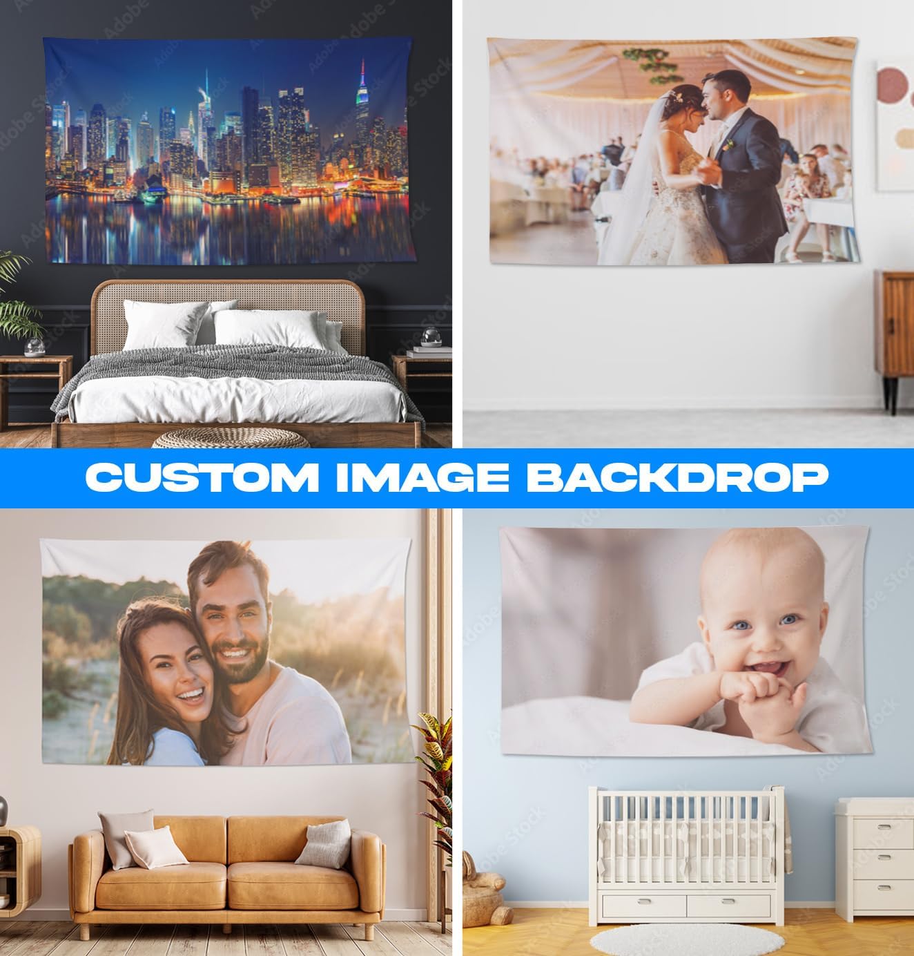 Personalized Custom Tapestry - Ships Next Business Day, Made in USA - Upload Your Own Image for a
