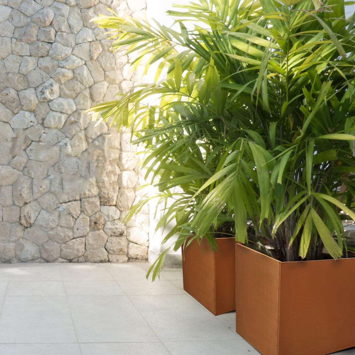 Corten Steel Planter Box Large Outdoor Planter Square Cube Planters Rustic Metal Garden Flower Pot