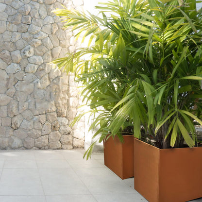 Corten Steel Planter Metal Square Planter Tall Cube Rustic Steel Planters 27.6 Inch Durable Antique