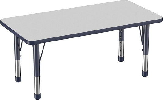 FDP Rectangle Activity School and Kids Classroom Table (24 x 48 inch), Toddler Legs, Adjustable