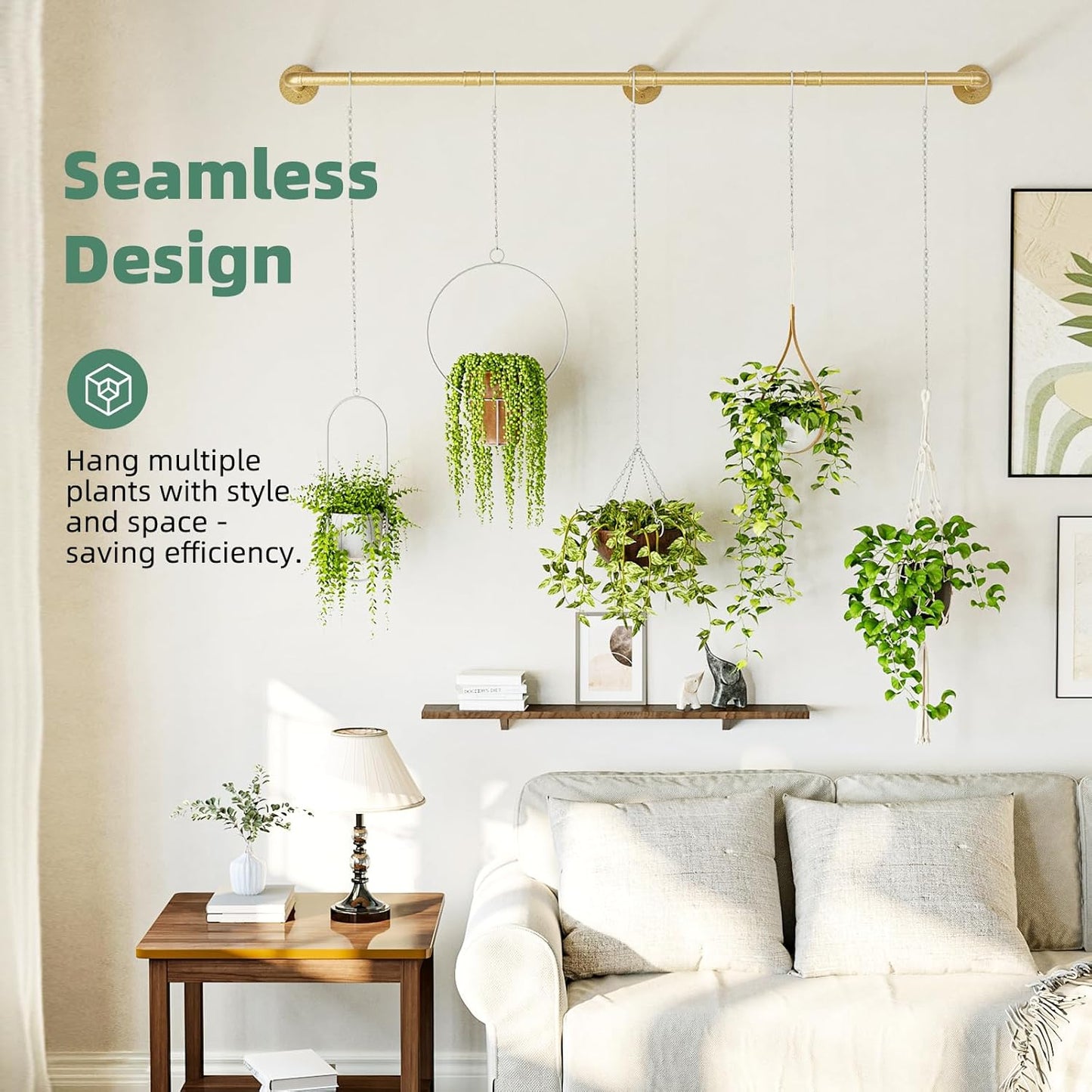 Plant Hanger Indoor Hanging Planters for Indoor Plants Hanging Plant Holder Window Plant Rod Gold