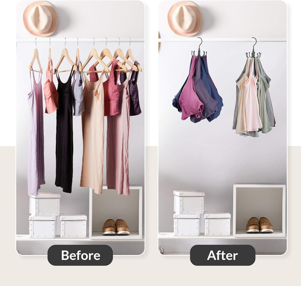 ZEDODIER Tank Top Hanger, Rotatable Bra Organzier for Closet, Max 24 Storage Capacity Sport Bra