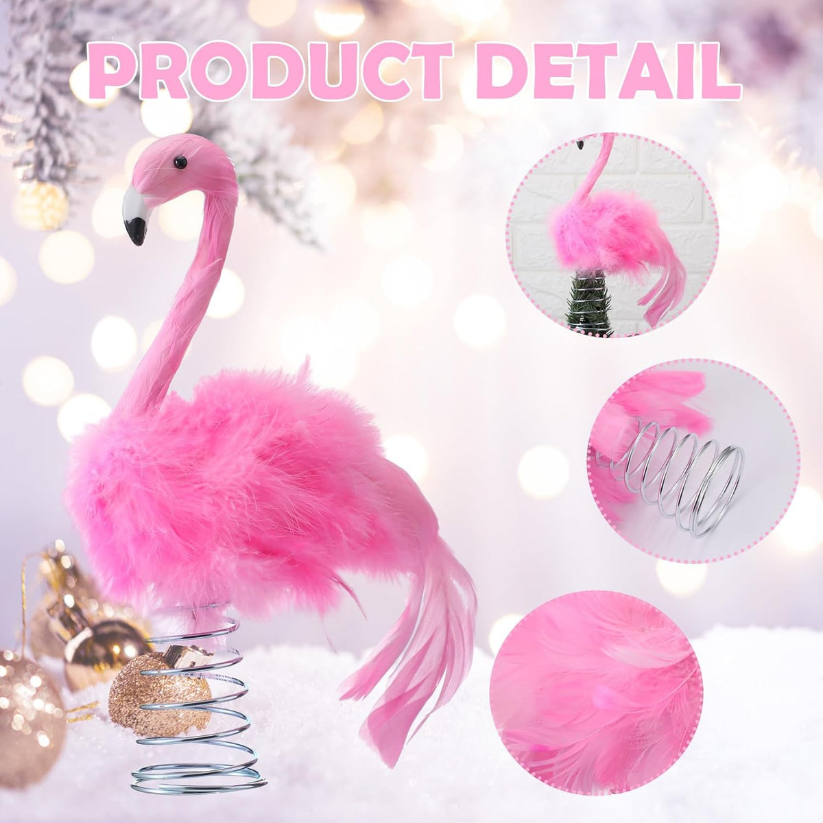 Retisee Flamingo Christmas Tree Topper Artificial Feather Flamingo Christmas Flamingo Tree Topper