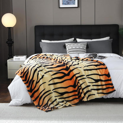 MERRYLIFE Tiger Stripe Print Throw Blanket Decorative Fleece Throw | Ultra-Plush Colorful | Couch