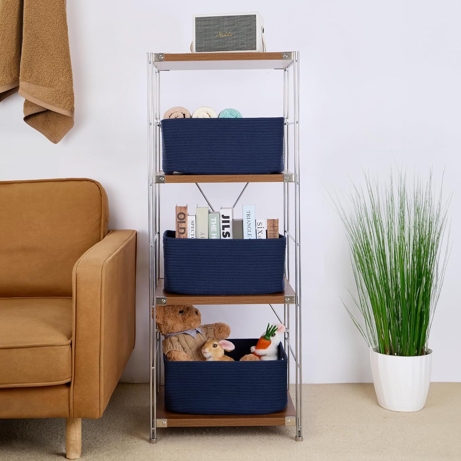 Large Storage Baskets for Organizing, Closet Shelf Baskets for Clothes Blanket Towels, Baby