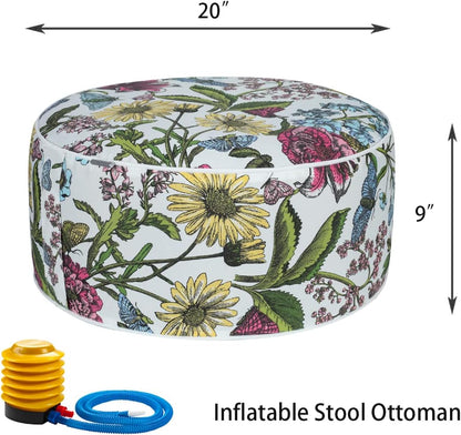 FUNHOME Inflatable Outdoor Ottoman with Air Pump,20"x9" Portable Patio Pouf,Water
