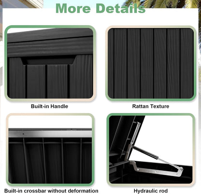 DRATO 80 Gallon Deck Box, Outdoor Storage Box for Patio Furniture, Patio Cushions, Gardening Tools