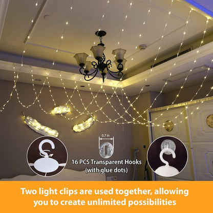 HXWEIYE 300LED Fairy Curtain Lights for Bedroom Warm White, 3mx3m 8 Modes USB Plug in Window