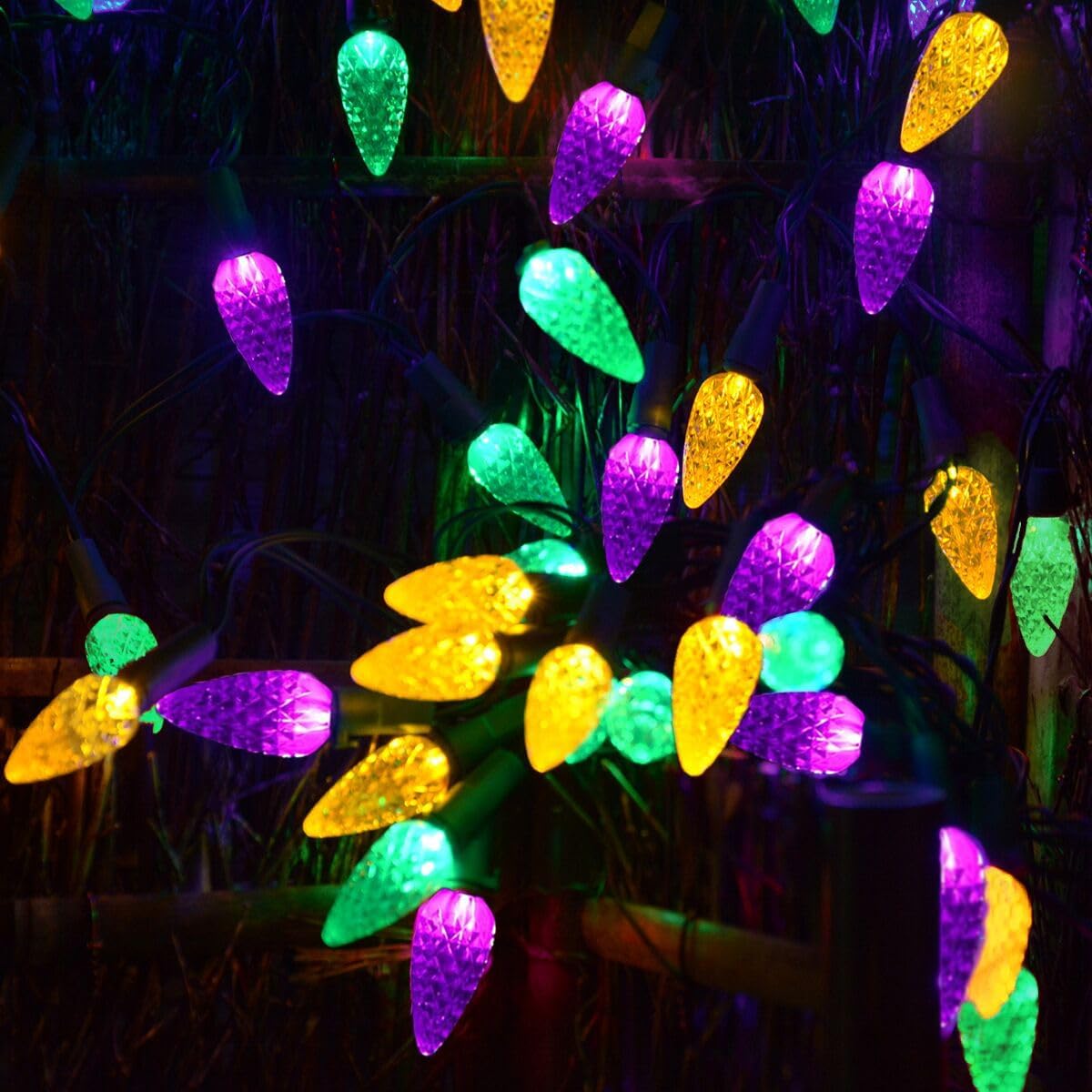 Solar Halloween Lights Christmas Lights C6 Strawberry String Lights Mardi Gras String Lights, 100