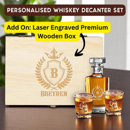 Personalized Square Whiskey Decanter Set for Men 750ml Luxury Gift for Valentine's, Birthdays