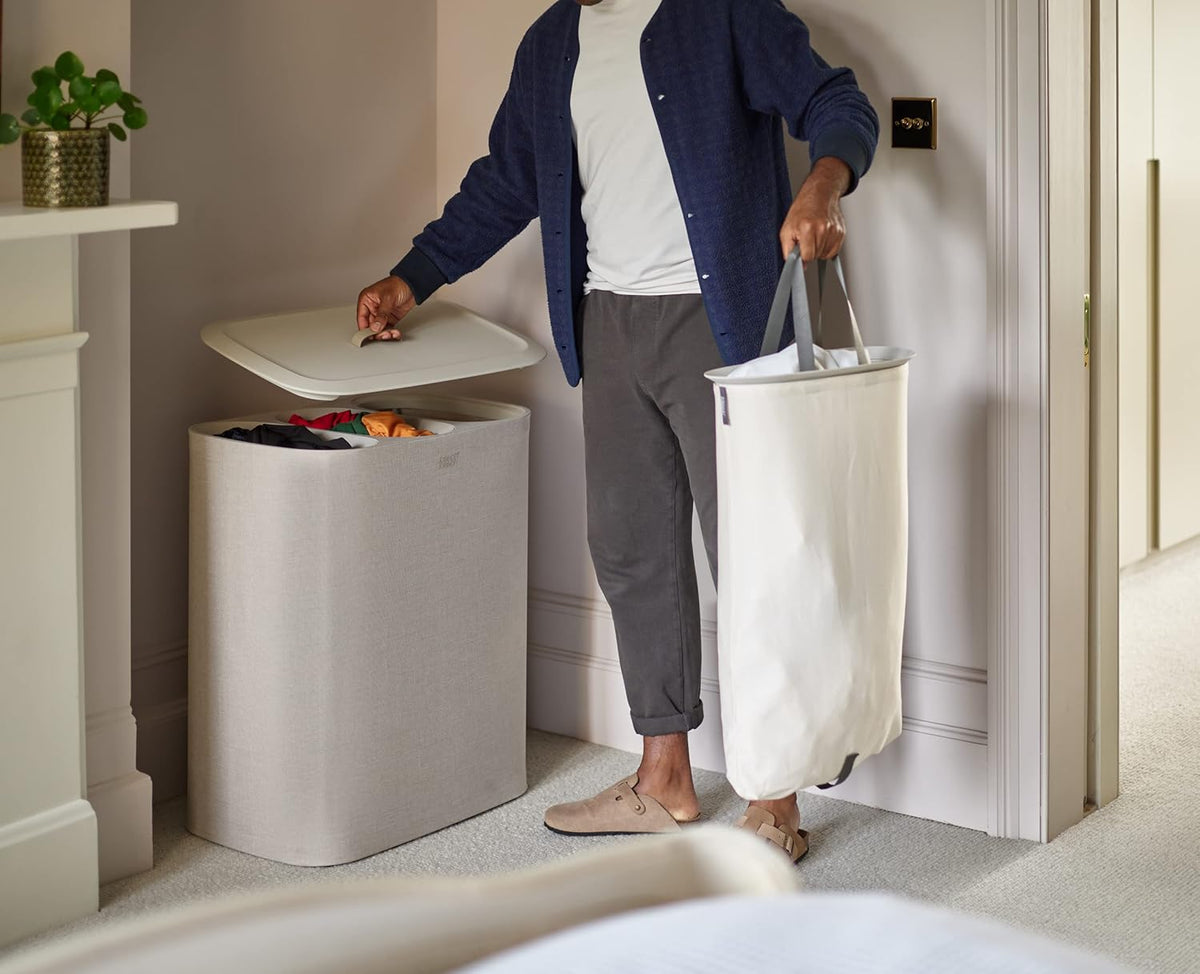 Joseph Joseph Tota Trio 90 liter/23.8 gallon Laundry Hamper Separation Basket with lid, 3 Removable