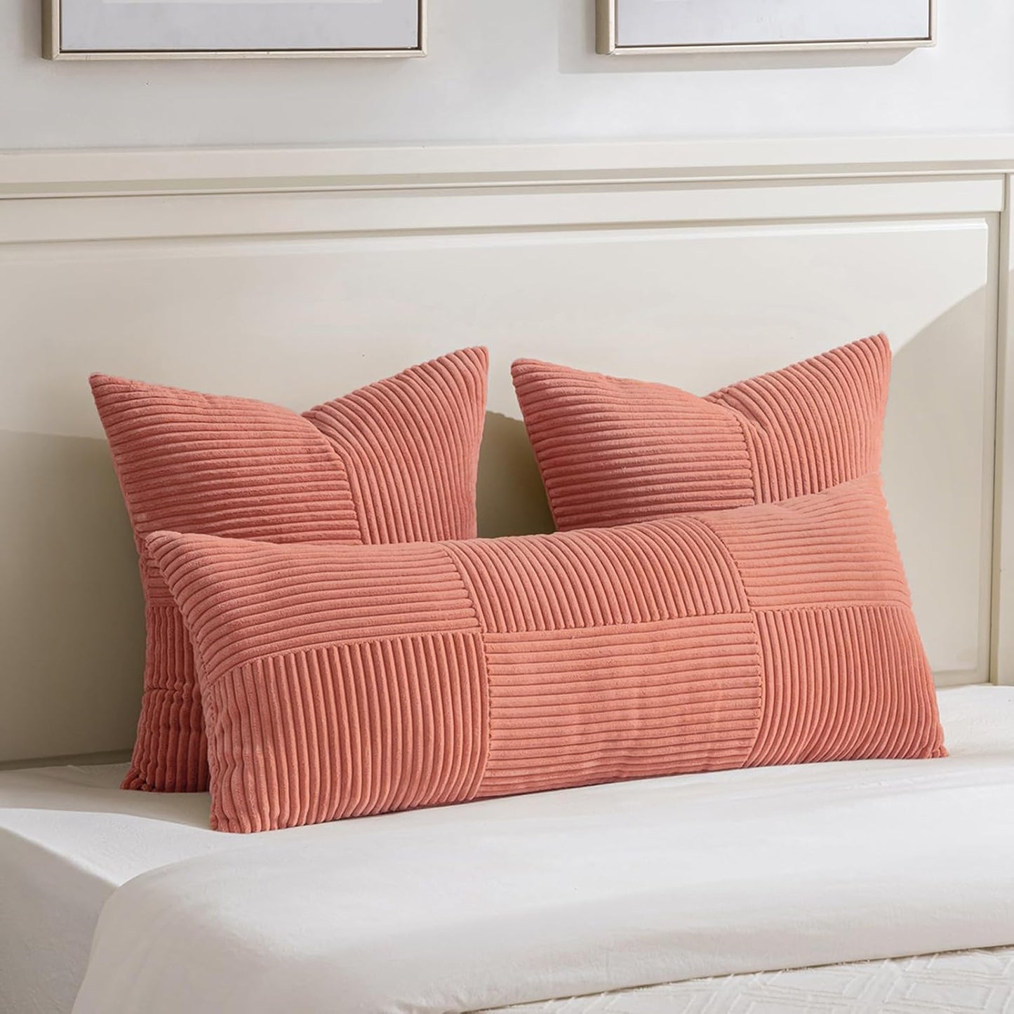 Fancy Homi 2 Packs Coral Euro Decorative Throw Pillow Covers 26x26 Inch for Living Room Couch Bed