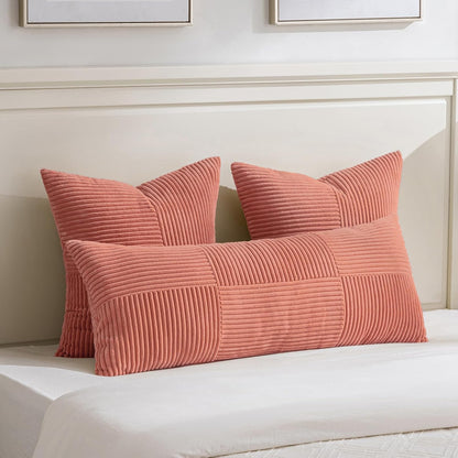 Fancy Homi 2 Packs Coral Big Decorative Throw Pillow Covers 24x24 Inch for Living Room Couch