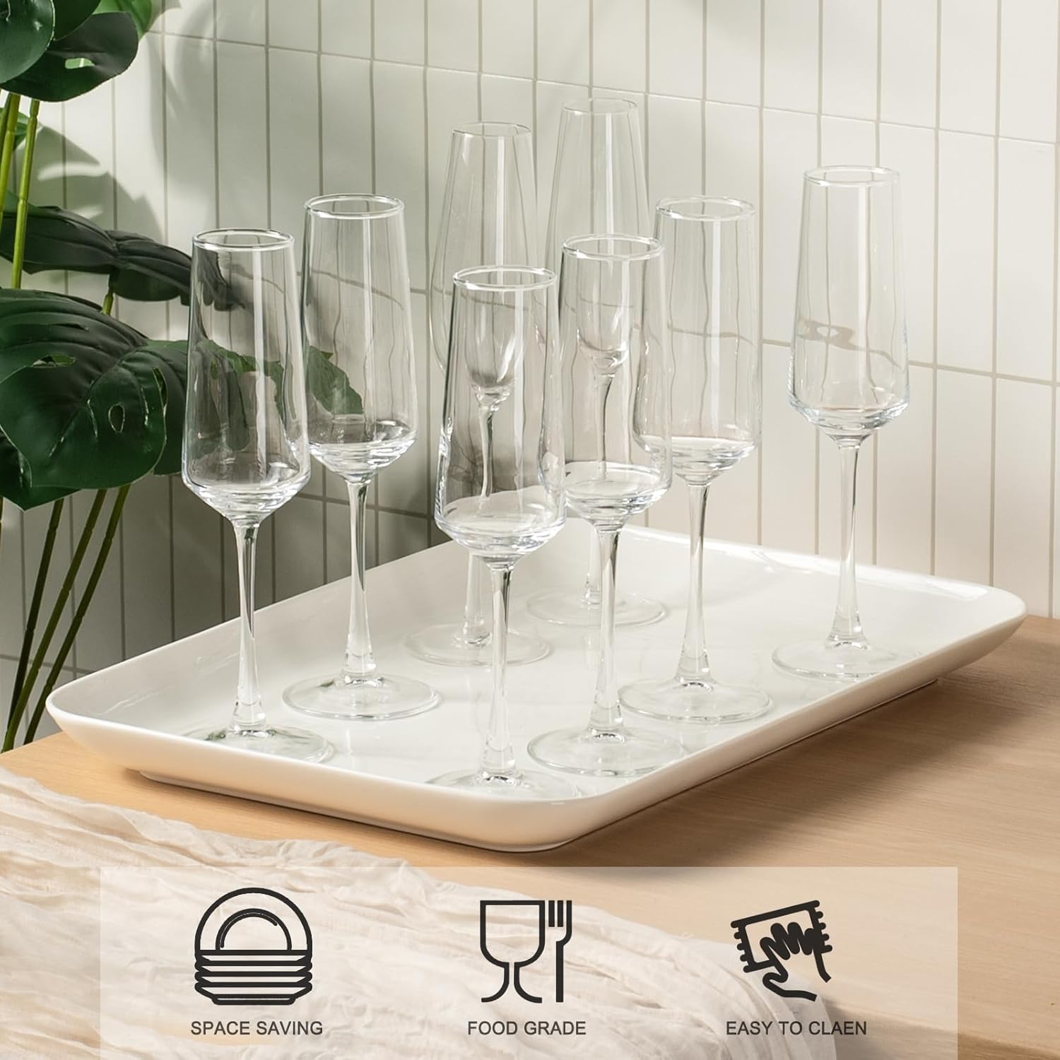 DELLING Large Serving Platter, 18" x 12.3" Serving Tray-Set of 2, White Platters for Serving Food