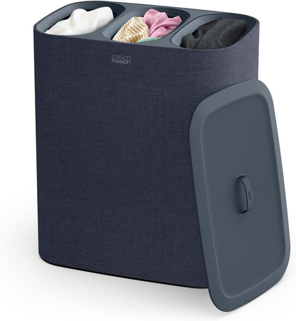 Joseph Joseph Tota Trio 90 liter/23.8 gallon Laundry Hamper Separation Basket with lid, 3 Removable
