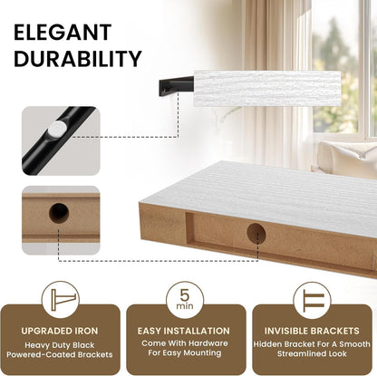 Square Floating Shelves for Wall, 12" W x 12" D x 1.2" H, Small Wooden Wall Mounted Display Shelves