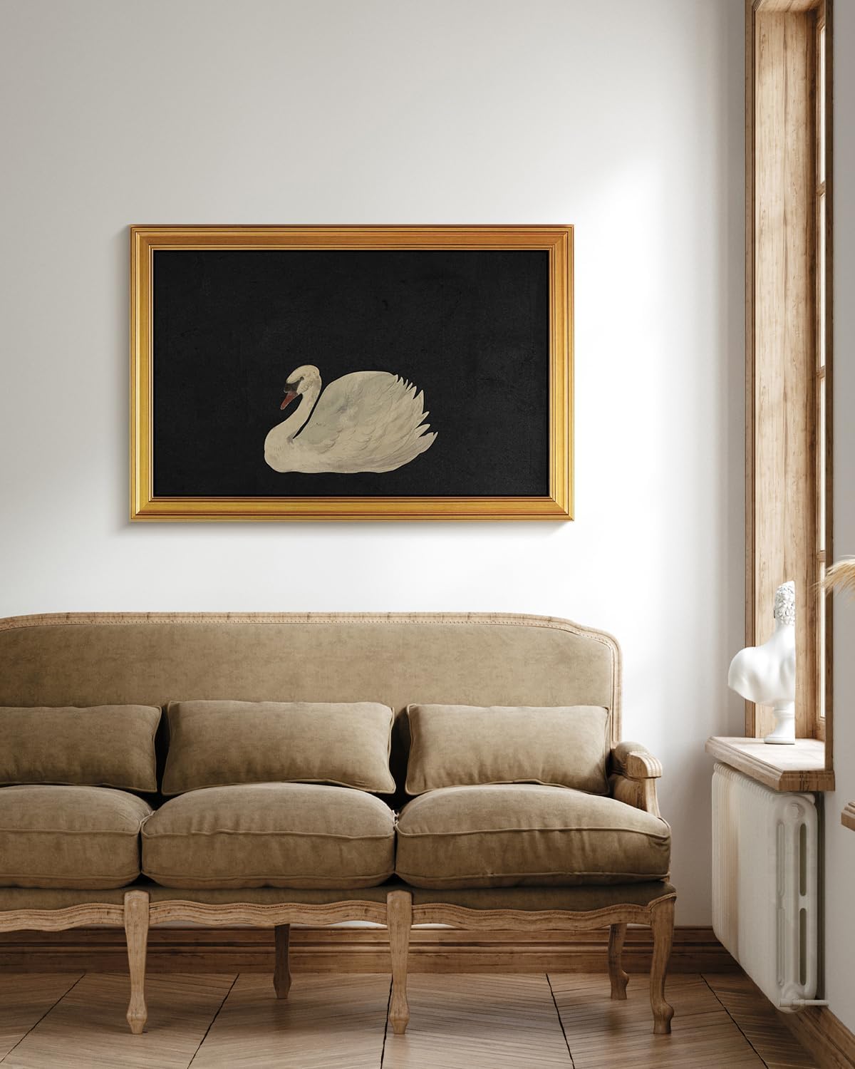 HUARCEY Gold Framed Vintage Wall Art for Living Room, Grace Swan Art Painting Pictures Animal