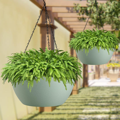 WOUSIWER 13 inch 2 Pack Large Hanging Planters for Indoor Outdoor Plants with Drainage Holes and