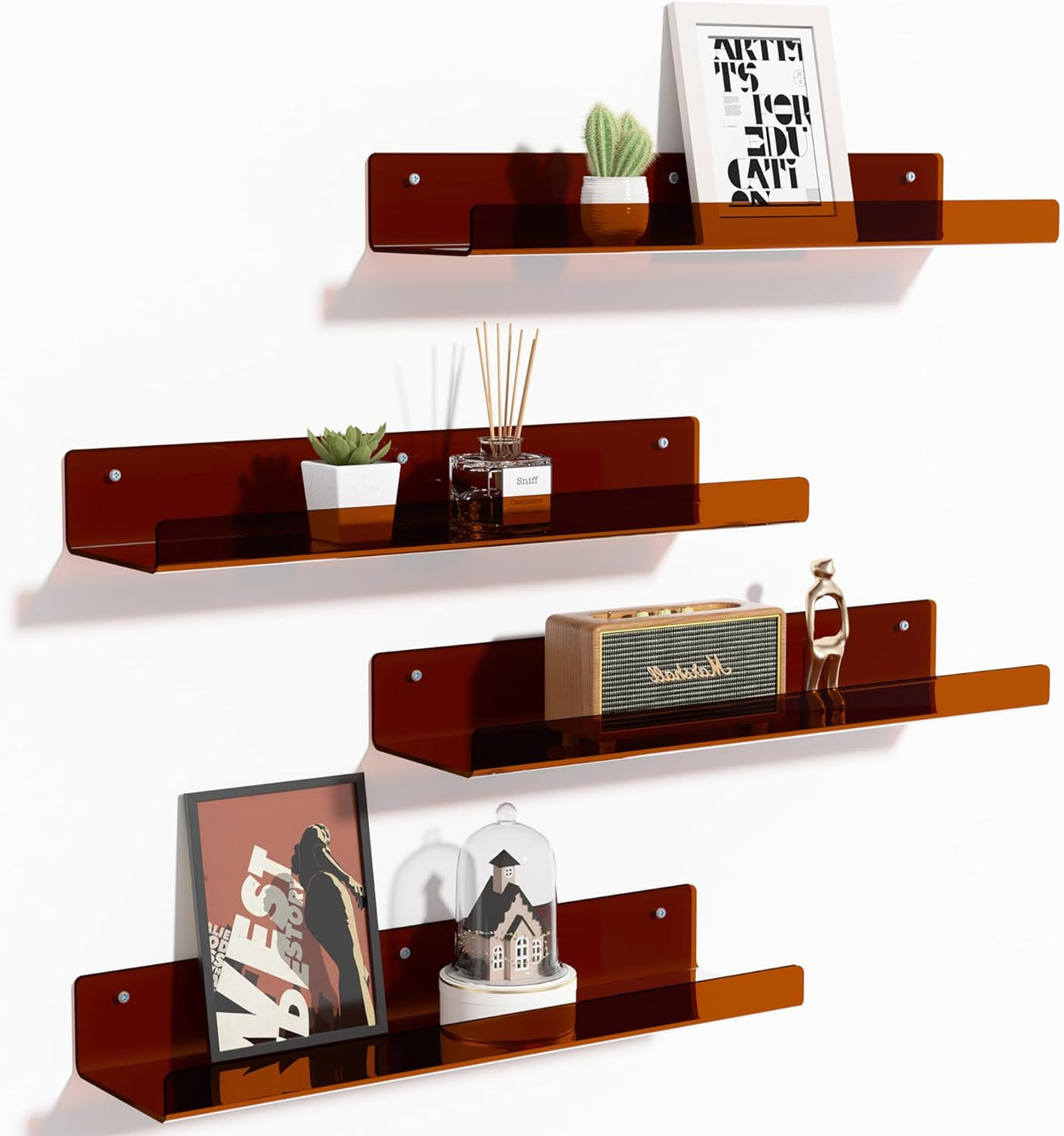 upsimples Acrylic Shelves for Wall Decor, 15" Display Shelf Perfume Organizer for Bathroom