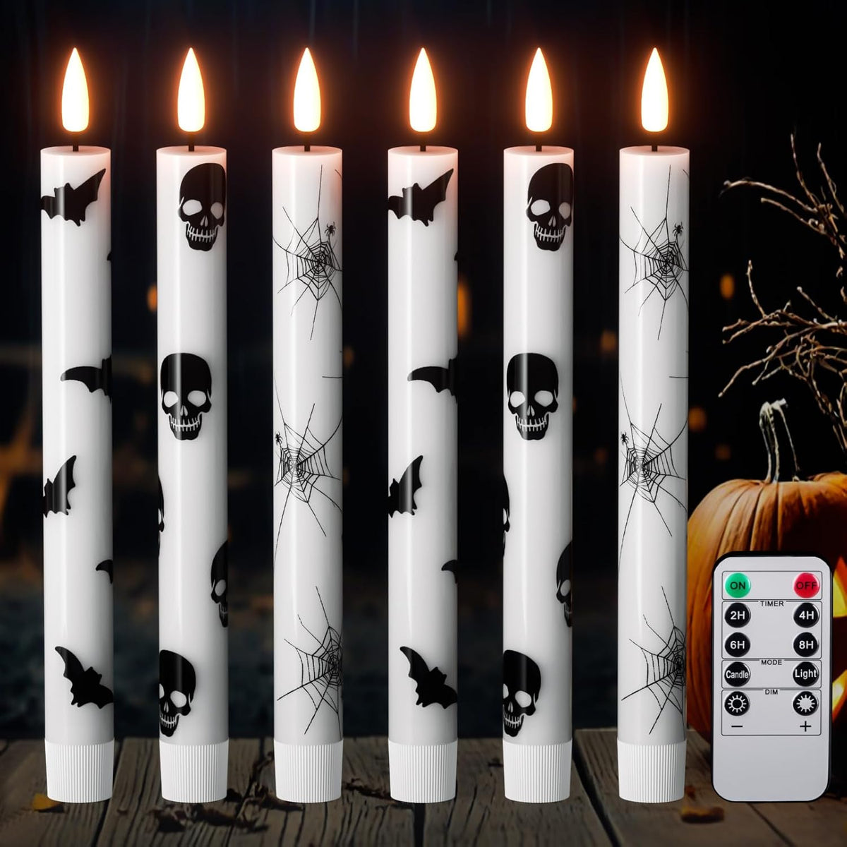 GenSwin Flameless Taper Candles with Remote Timer, 6Pcs LED Flickering Taper Candles Battery