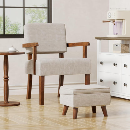 Accent Chair Set of 2 with Table, Living Room Chairs with Soft Seat and Armrests for Living Room