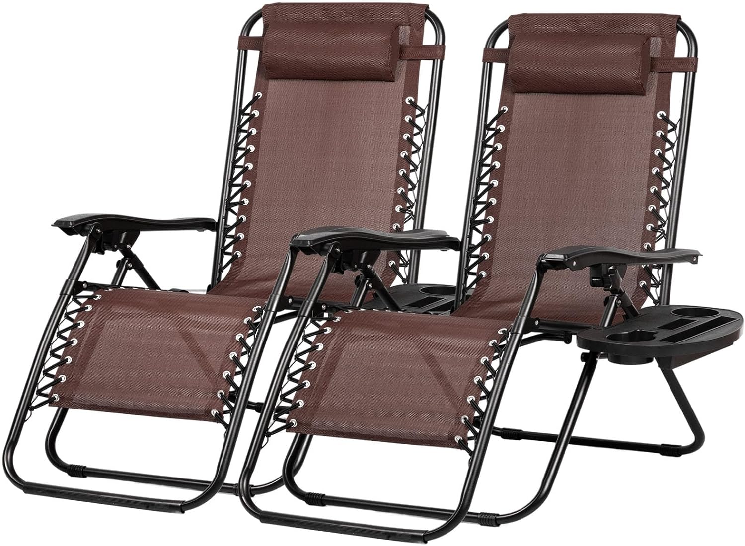 Nazhura Set of 2 Relaxing Recliners Patio Chairs Adjustable Steel Mesh Zero Gravity Lounge Chair