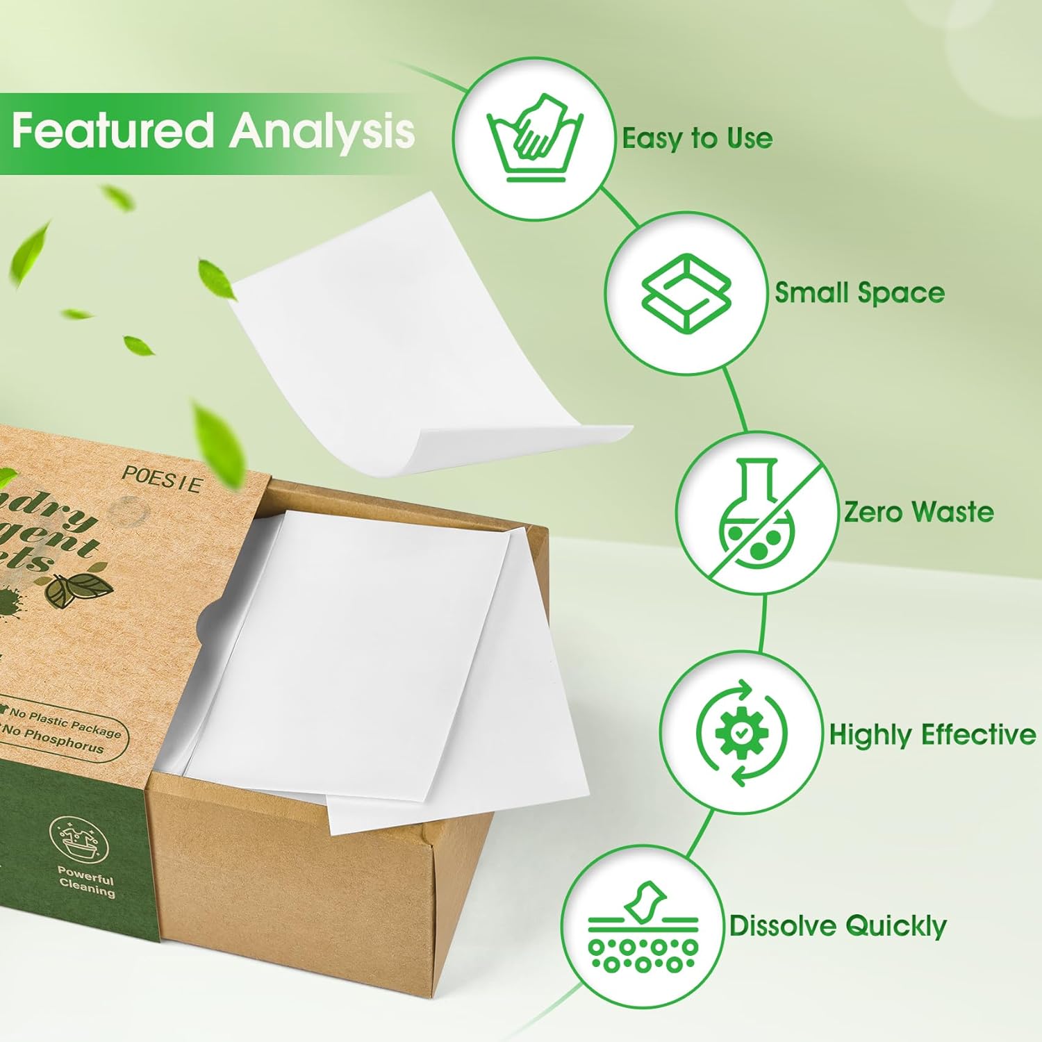 Poesie Laundry Detergent Sheets Fresh Scent 320 Sheet Liquidless Soap Sheets Detergent for Travel