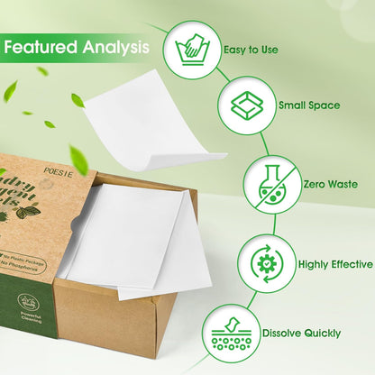 Poesie Laundry Detergent Sheets Fresh Scent 320 Sheet Liquidless Soap Sheets Detergent for Travel
