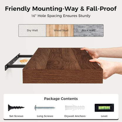 Floating Shelves 30 Inch Long, 12 Inch Deep Floating Shelf for Books, Rustic Wood 30 x 12 Storage