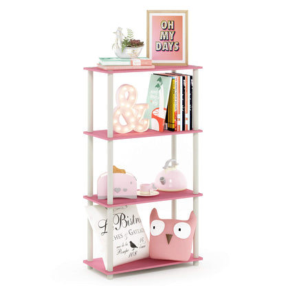 Furinno Turn-N-Tube Storage Shelves, 4-Tier Book Shelf, Corner Shelf, Toolless Open Shelves, for