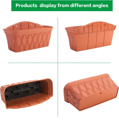 Sungmor 3 Pack Wall Hanging Planters, 16.5 Inch Railing Fence Hanging Flower Pots, Thickened