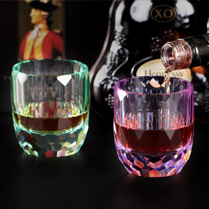 KAMMAK Crystal Whiskey Glasses Set of 2, 7oz Old Fashioned Glasses Stemless, Hand Blown Colored