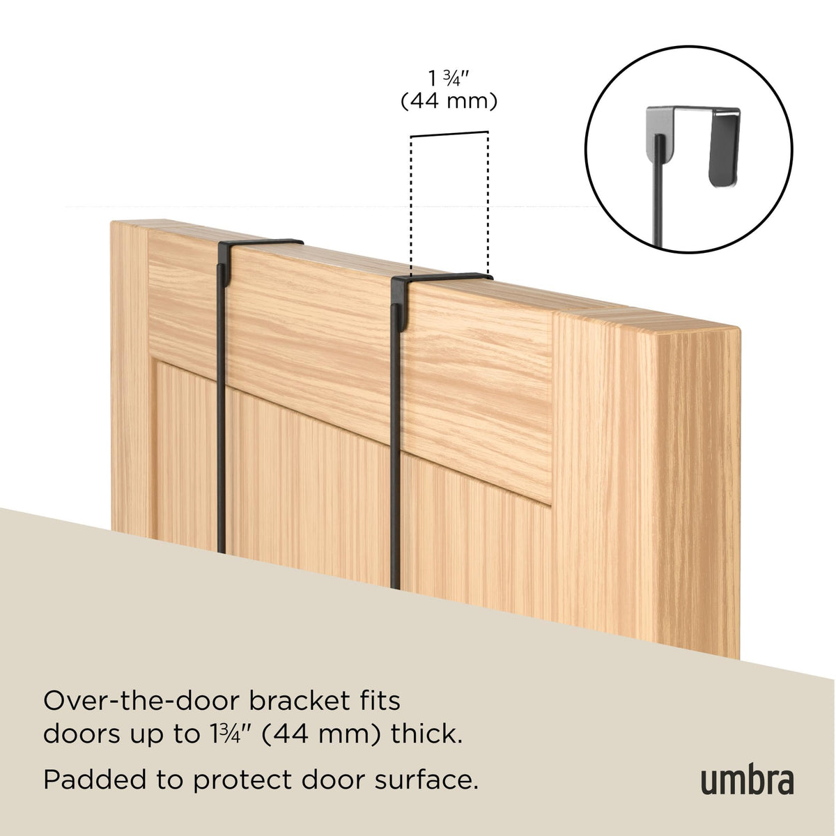 Umbra Estique Coat Rack, Over the Door Wall Hooks, 14 Hook, Black/Walnut