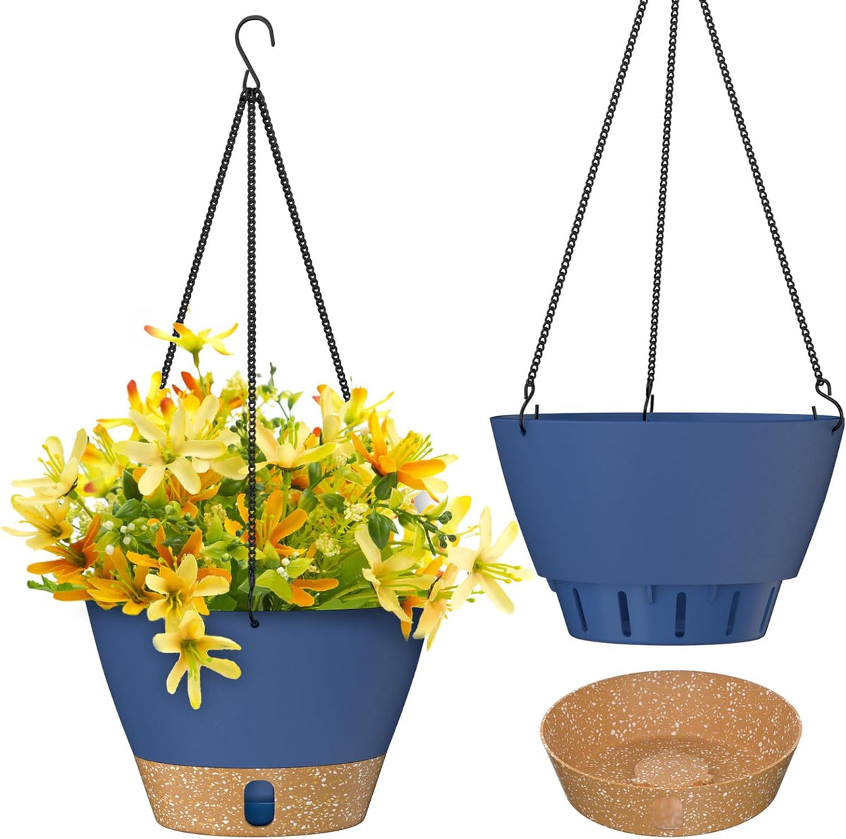 ZMTECH 2 Pack 10 Inch Hanging Planters for Outdoor Plants, Hanging Pots for Plants Indoor with