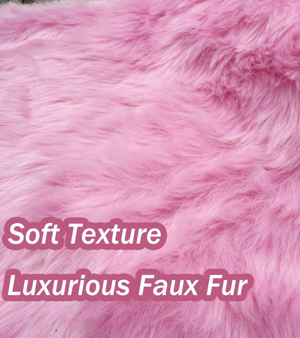 AOGU 60 Inch Faux Fur Christmas Tree Skirt Pink Plush Skirt for Merry Christmas Party Christmas