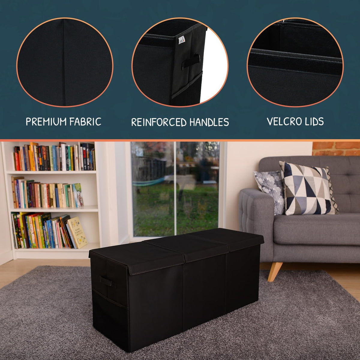 Extra Large Toy Storage Organizer with Lid - Sturdy, Collapsible Toy Chest Storage Box Design