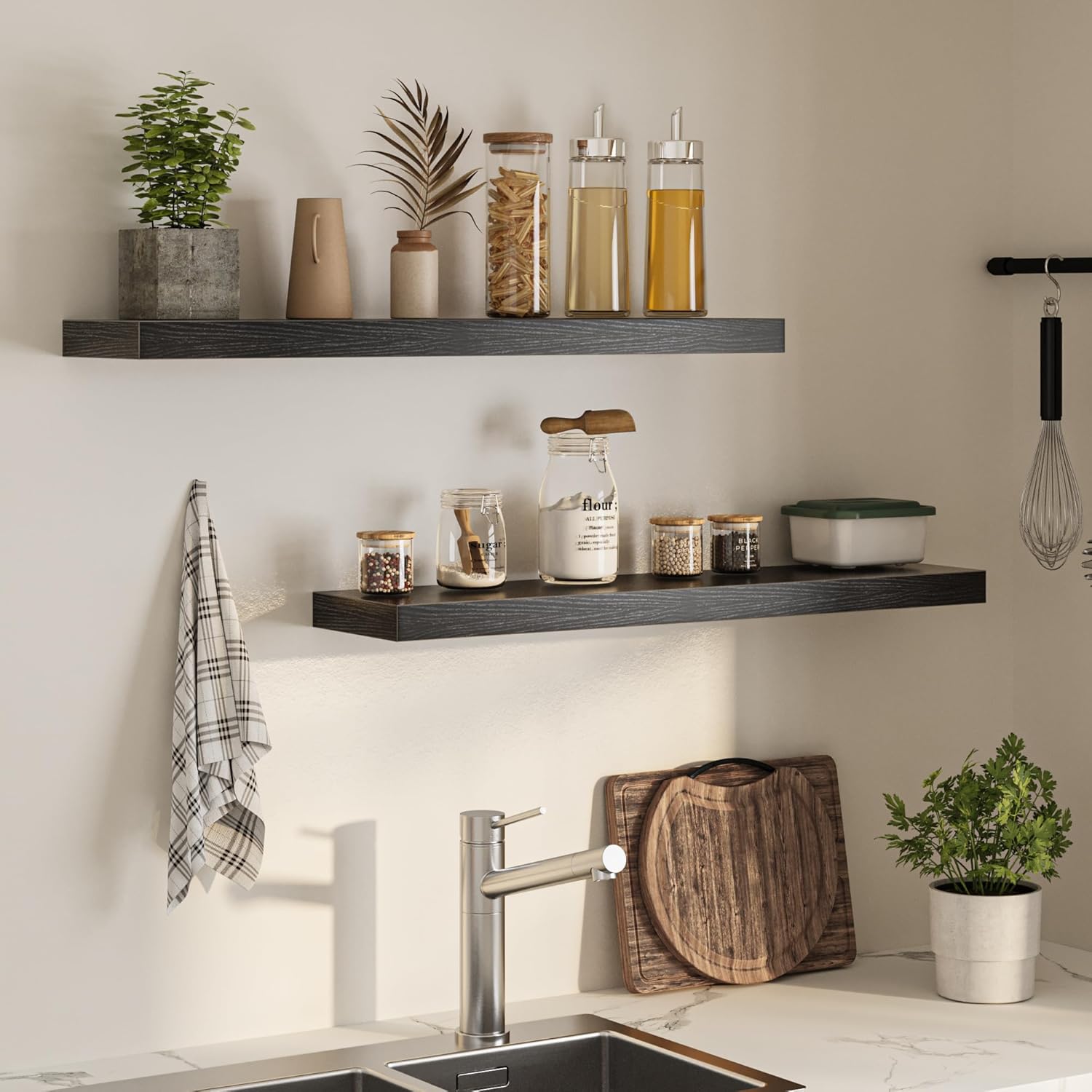 Floating Shelves for Wall, 40" W x 8" D x 1.5" H, Wooden Wall Mounted Display Shelves with