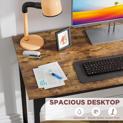 PayLessHere | 39 Inch Computer Desk | Brown | Office Desk with Metal Frame, Adjustable Feet |