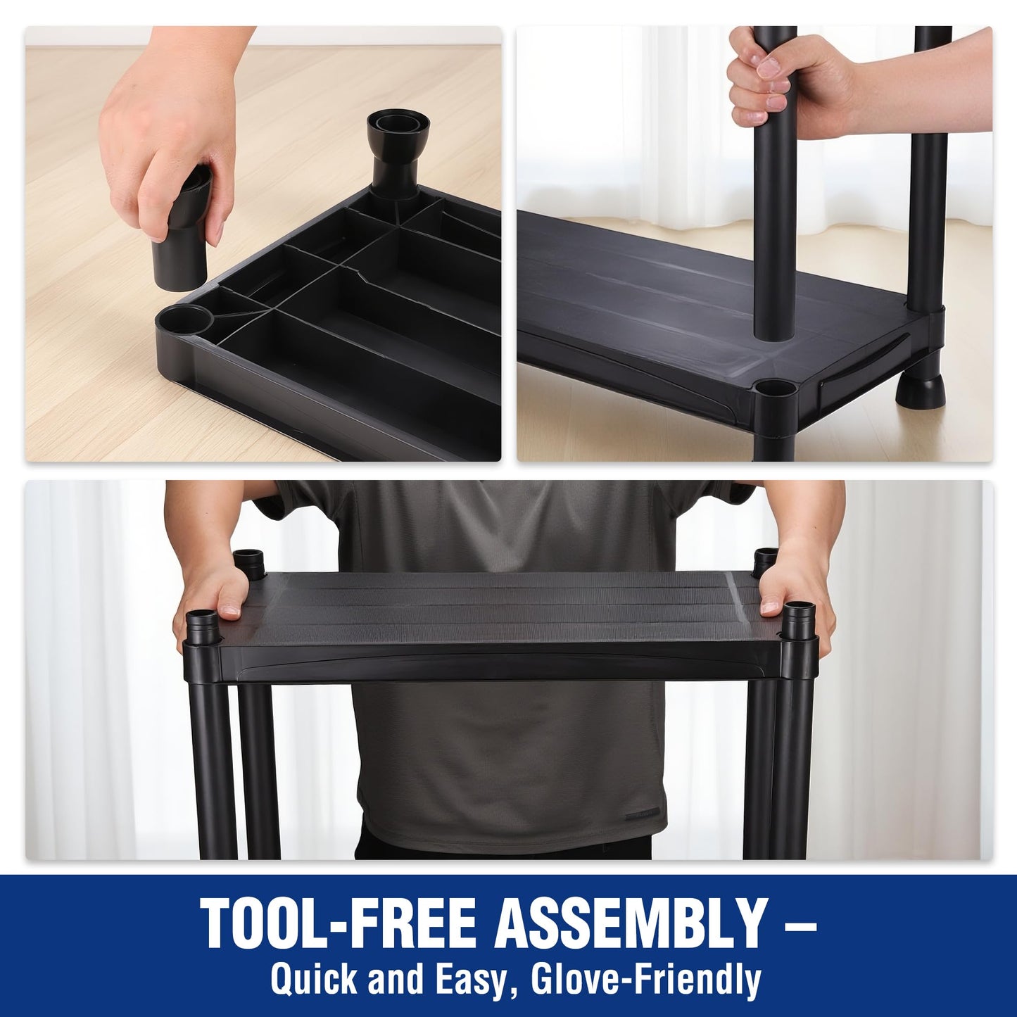 WORKPRO 5-Tier Plastic Storage Shelves, 500lb Capacity Shelving Unit, 67.1" H x 23.9" W x 12" D