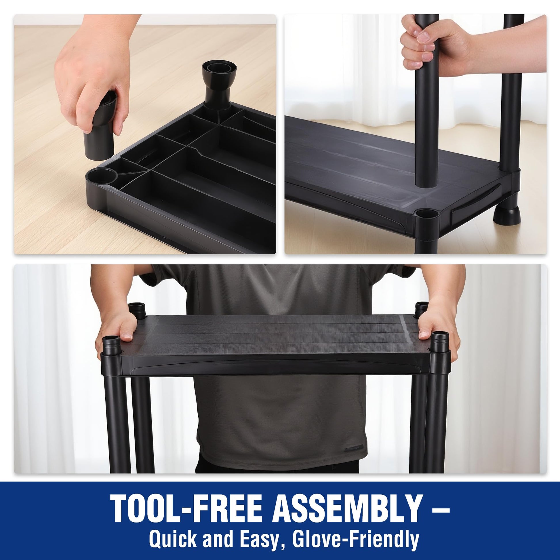 WORKPRO 5-Tier Plastic Storage Shelves, 500lb Capacity Shelving Unit, 67.1" H x 23.9" W x 12" D