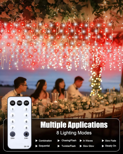 Brightown Icicle Lights - 40Ft Outdoor Christmas Lights with 81 Drops, 432 LED, Built-in Timer