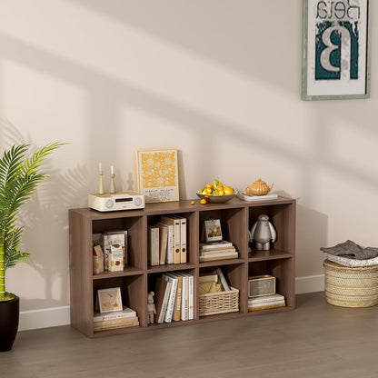 8-Cube Storage Shelf Bookcase - Wooden 4-Tier Floor Standing Open Bookshelf for Home and Office