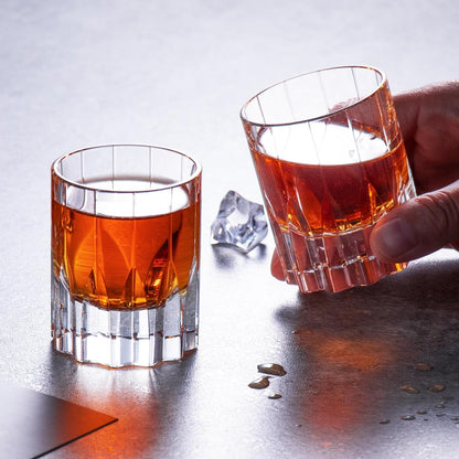 KAMMAK Crystal Whiskey Glasses Set of 2, Handcrafted 2.03oz Old Fashioned Glasses Stemless, Luxury